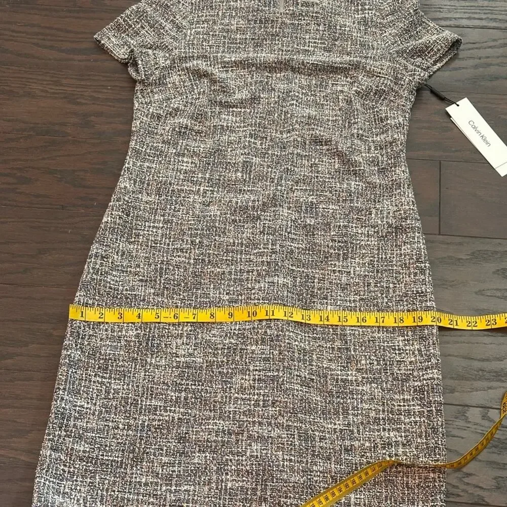 Calvin Klein Tweed Sheath Dress Multicolor Bouclé Careerwear Size 10 NWT